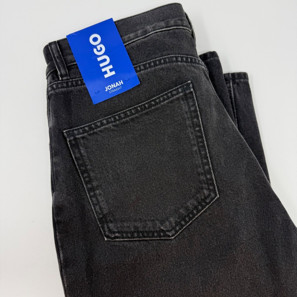 Hugo Boss Jonah Straight Leg Jeans Mens 32x32 Washed Black Denim 50511507 NEW